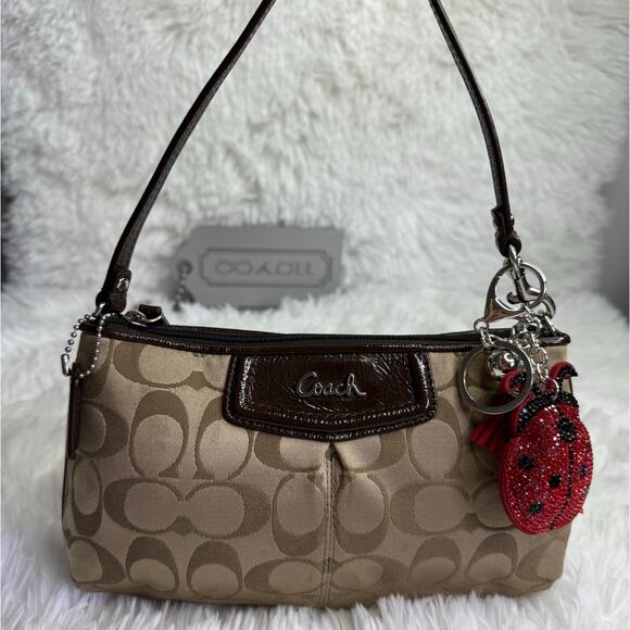 COACH y2k Brown Signature Canvas Wristlet Mini Purse - Picture 1 of 11